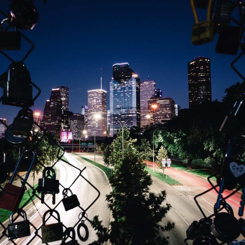 Houston by night, romantic walk